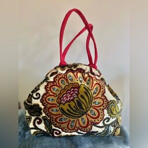 ATENTI Floral Tapestry Tote Bag Purse  Vintage inspired